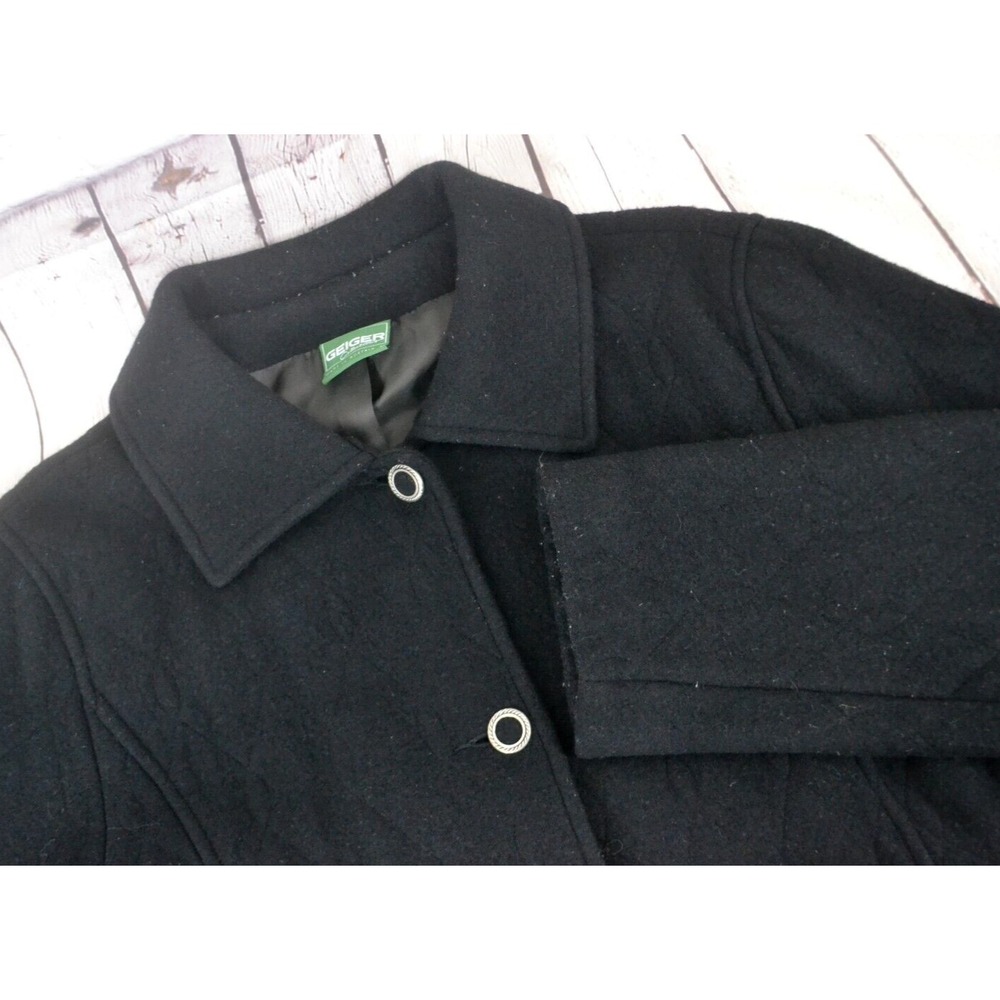 GEIGER COLLECTIONS Women's 100% Wool Quilted Pattern Coat SIZE 40 (M/L) Black